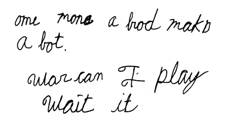 Spelling performance of an 8?-year-old dyslexic girl asked to write a few sentences she just read