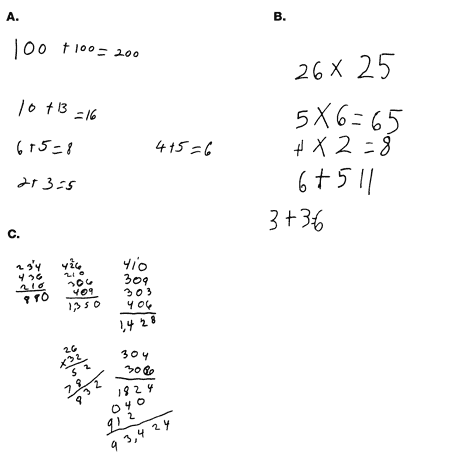 The mathematical errors in dyslexia may be of several distinct overlapping types